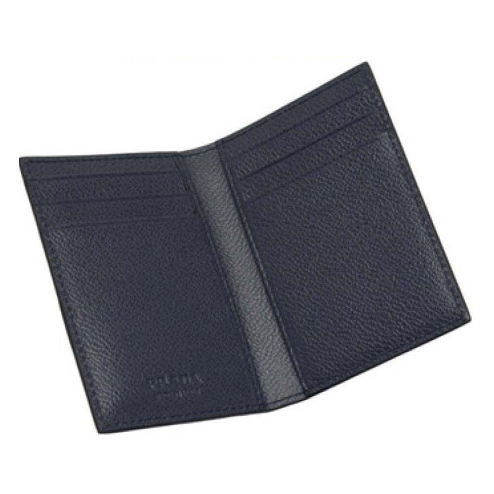 Prada Vitello Grain Blue Leather Triangle Logo Vertical Bifold - Picture 2 of 3